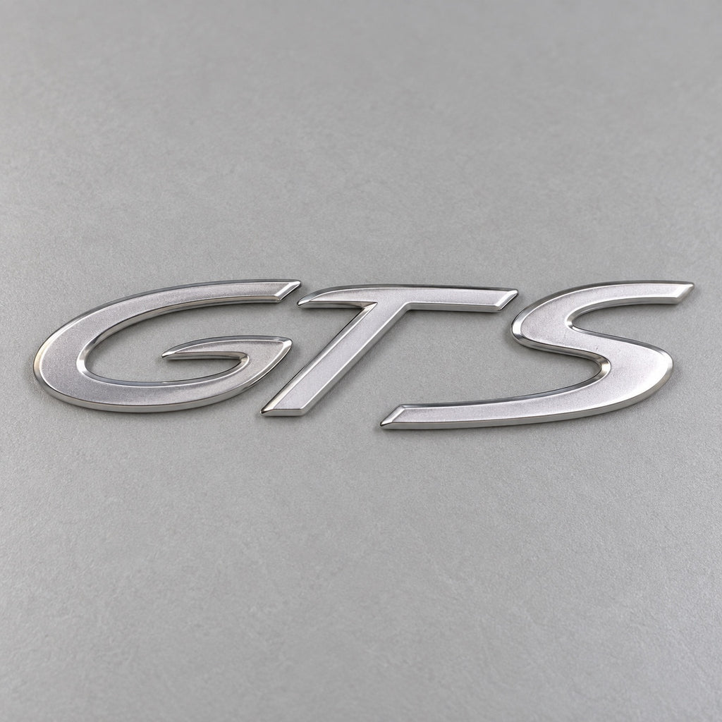 Silver-coloured aftermarket GTS badge set