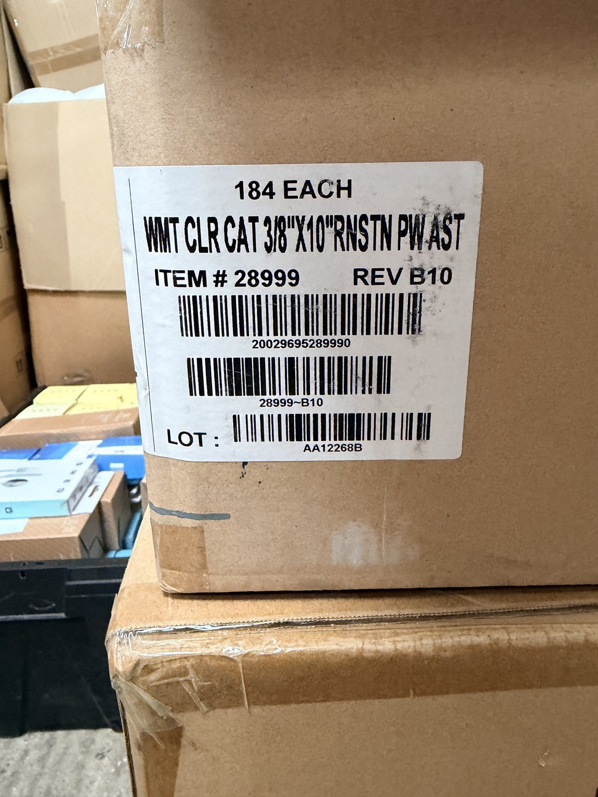 Sealed master case label – 184 each, item 28999