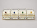 Pecksniff's Prestige four-candle gift set in gold caddy – studio photo