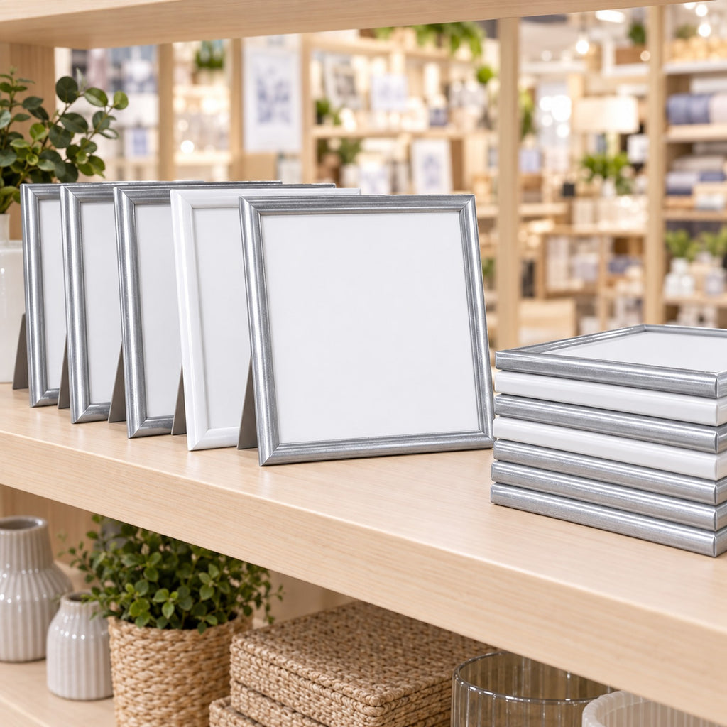 DÖRR square frames displayed on a homeware shop shelf