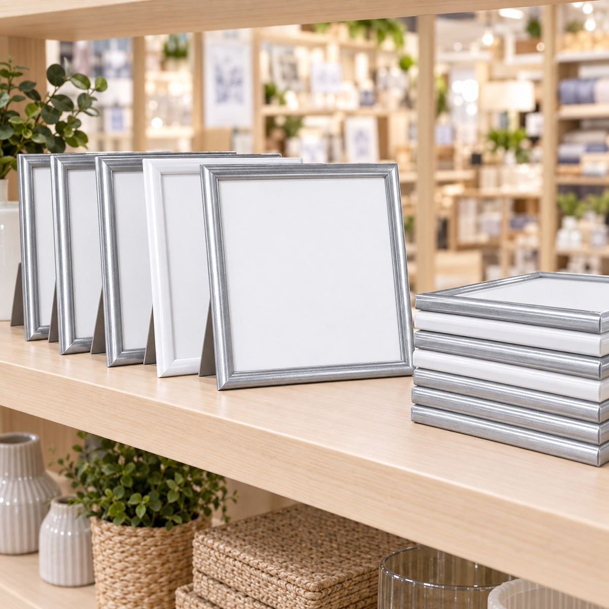 DÖRR square frames displayed on a homeware shop shelf