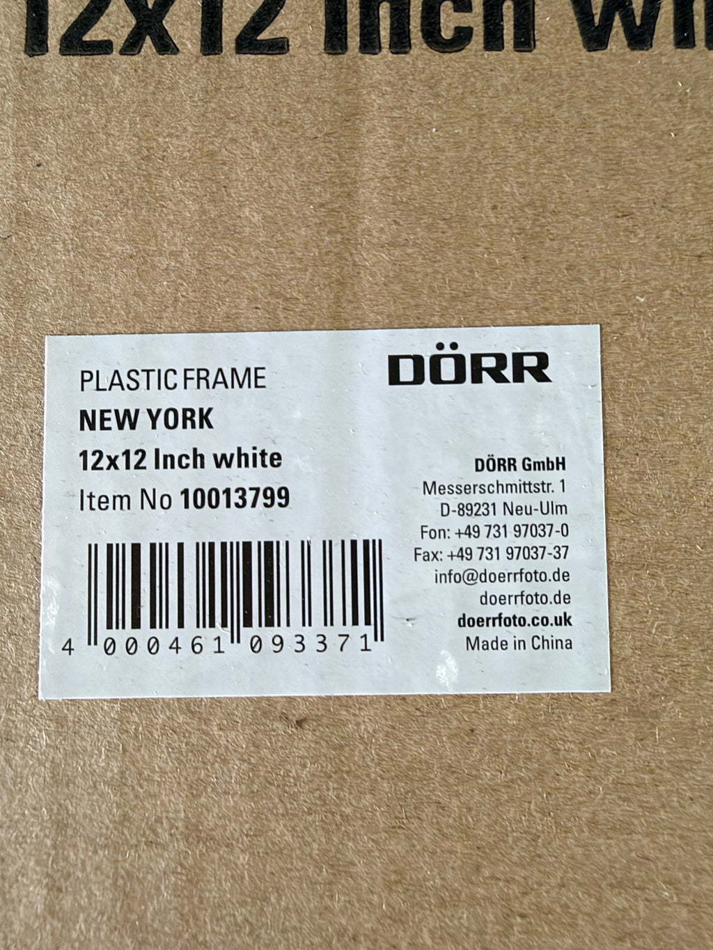 DÖRR carton label with item number and barcode