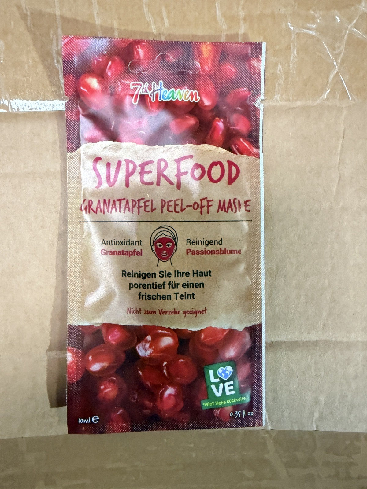 7th Heaven Pomegranate Peel-Off Mask sachet – actual stock, front