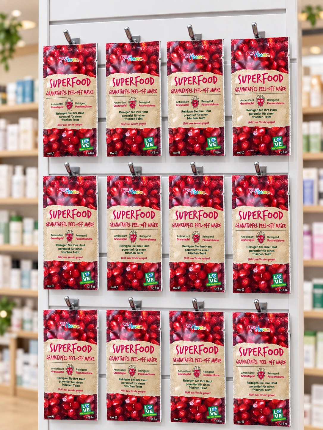 7th Heaven Pomegranate Peel-Off Mask – shop peg display scene