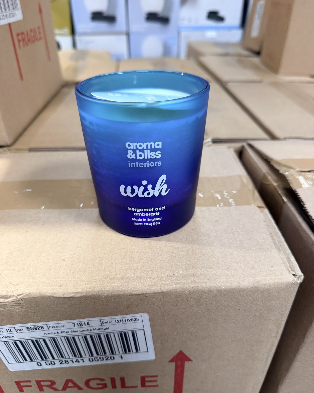 Aroma & Bliss Interiors Wish bergamot and ambergris candle 198g – real photo of stock