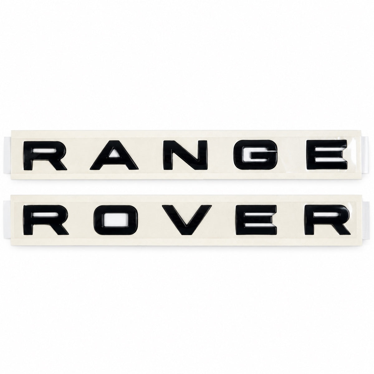 Gloss black aftermarket Range Rover lettering set on fitting stencil