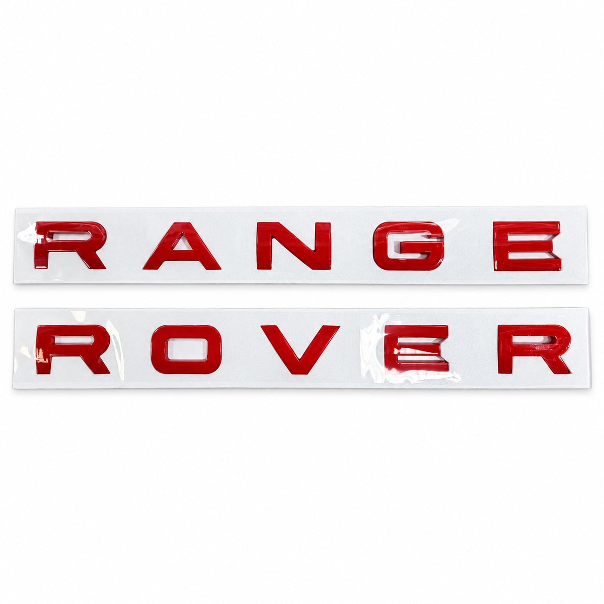 Gloss red aftermarket Range Rover lettering set on fitting stencil