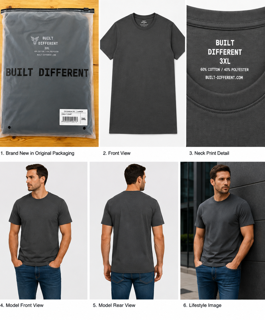 Built Different Carbon Crew-Neck T-Shirt – 3XL