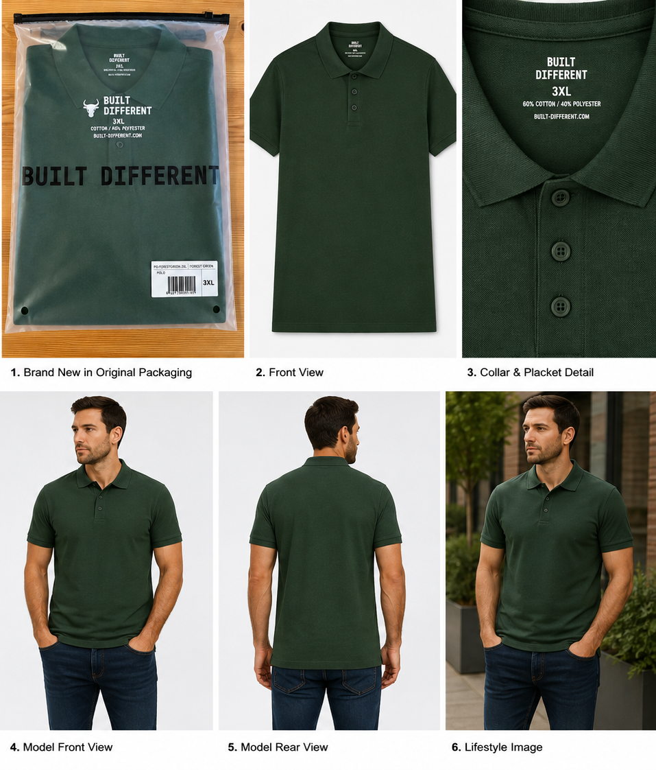 Built Different Forest Green Polo Shirt – 3XL