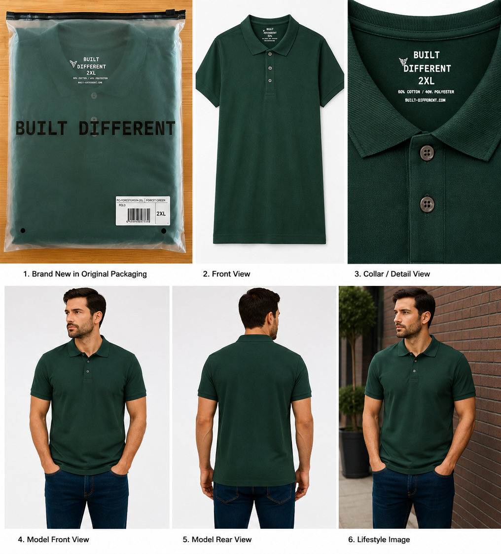 Built Different Forest Green Polo Shirt – 2XL
