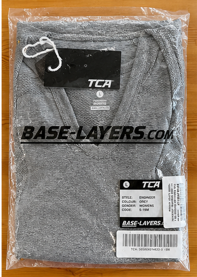 TCA Women's Engineer Base-Layer Top – Grey – L – garment and label photographs