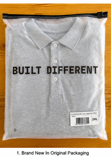 Built Different Heather Grey Polo Shirt – 2XL