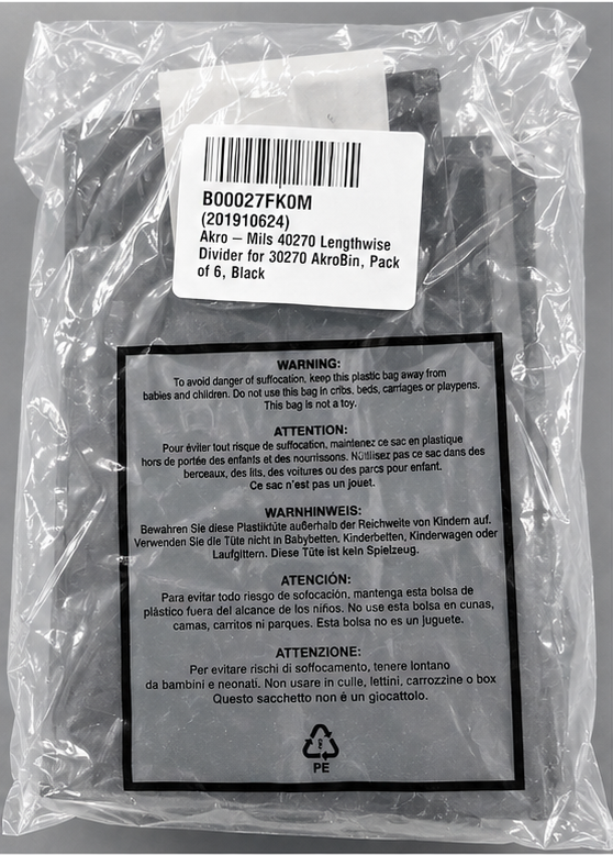 Akro-Mils 40270 Dividers for 30270 AkroBin – Pack of 6 — actual stock photograph