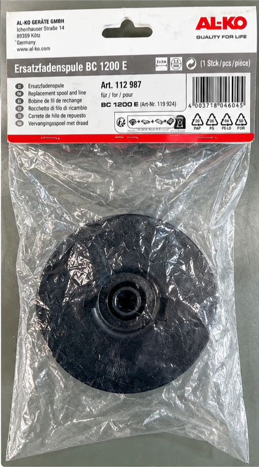 AL-KO 112987 Replacement Spool & Line for BC 1200 E — actual stock photograph