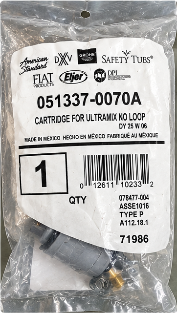 American Standard 051337-0070A Ultramix No Loop Cartridge — actual stock photograph
