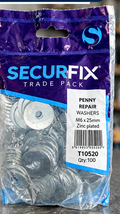 Securfix T10520 Penny Washers – M6 × 25mm, Pack of 100