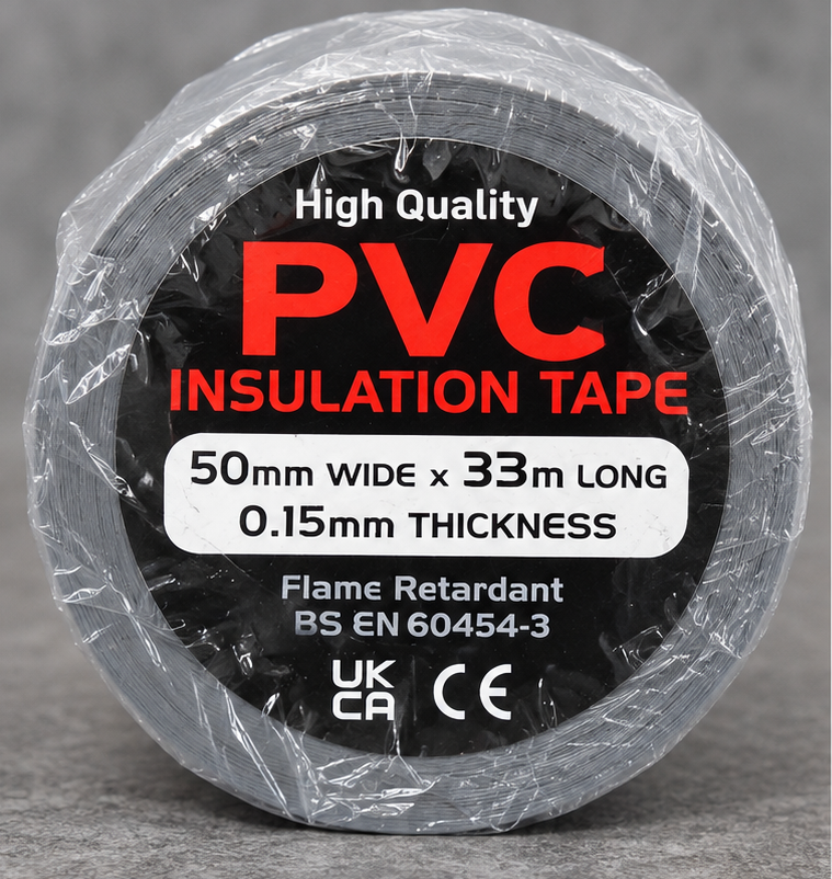 Grey PVC Insulation Tape – 50mm × 33m