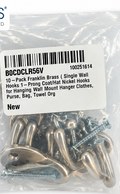 Franklin Brass Single-Prong Wall Hooks – Nickel, Pack of 10