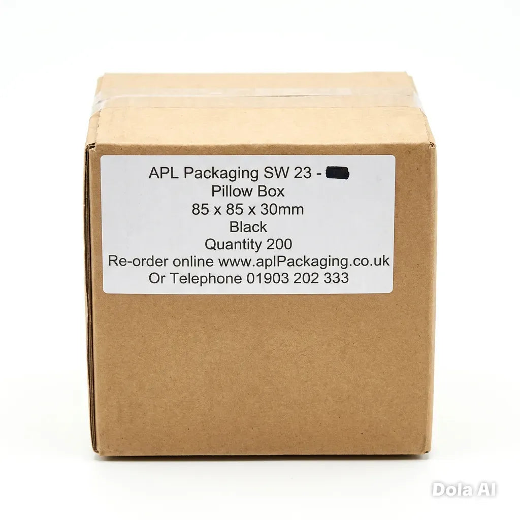 APL Packaging Black Pillow Boxes – 85 × 85 × 30mm – Pack of 200
