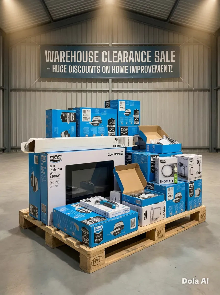 B&Q Customer Returns Pallet – Mixed Lighting, Power Tools, Homeware & Garden (up to 100 items)